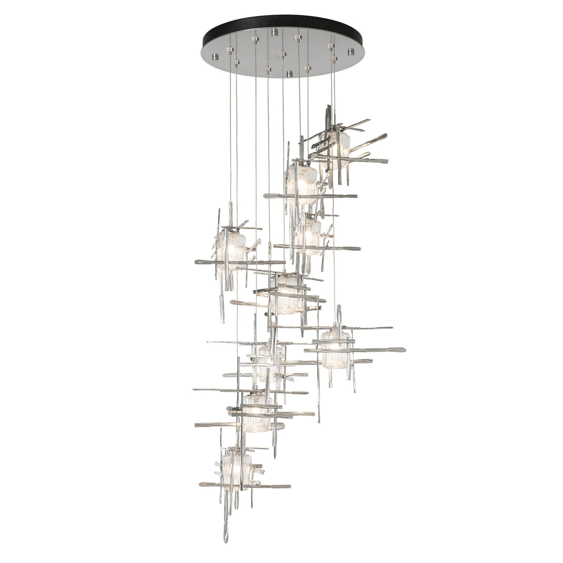 Tura 9-Light Seeded Glass Pendant 9-Light Seeded Clear Glass (II) in Sterling