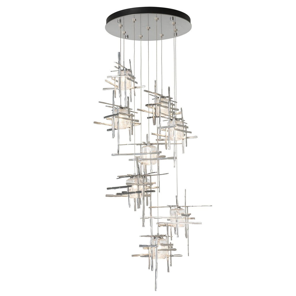Tura 9-Light Seeded Glass Pendant 9-Light Seeded Clear Glass (II) in Sterling