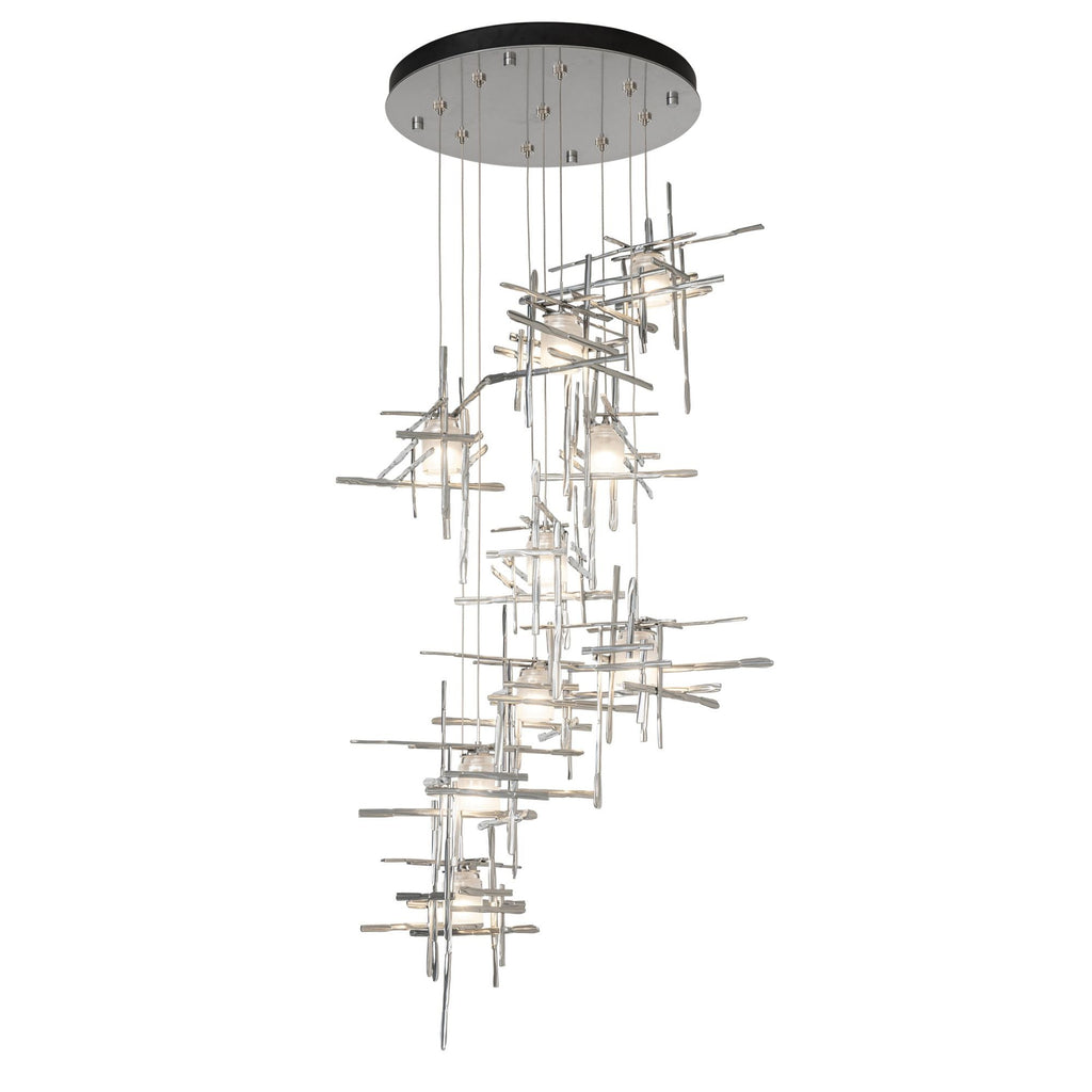 Tura 9-Light Frosted Glass Pendant 9-Light Cast Glass (YC) in Sterling