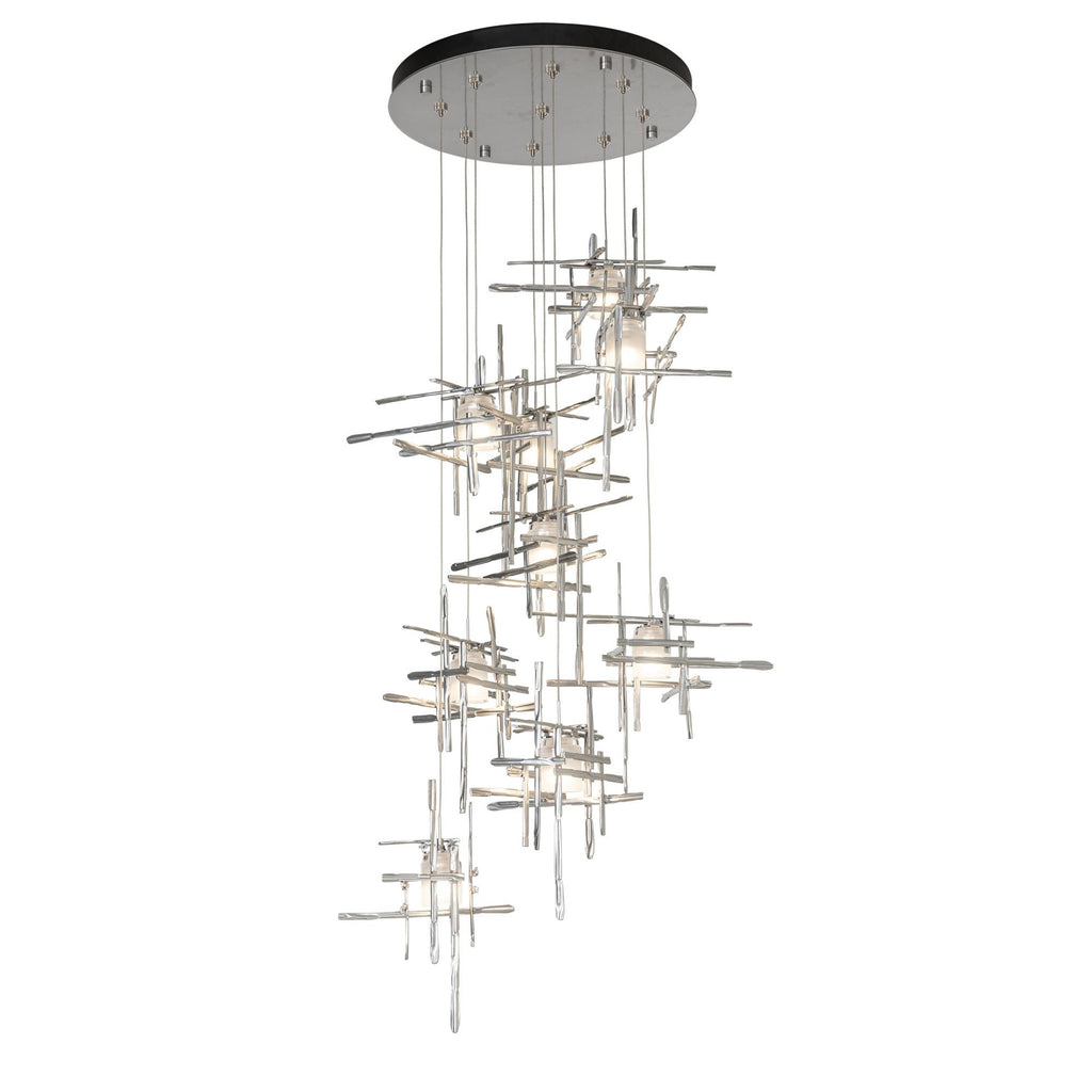 Tura 9-Light Frosted Glass Pendant 9-Light Cast Glass (YC) in Sterling