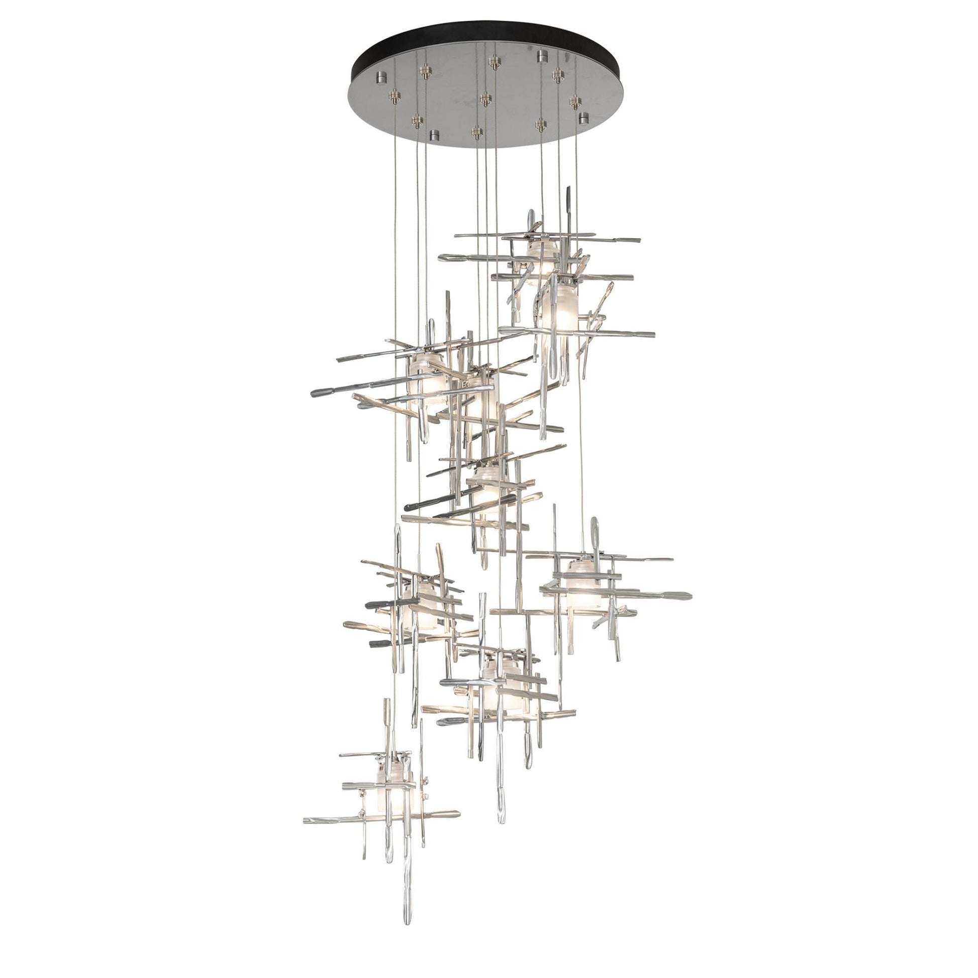 Tura 9-Light Frosted Glass Pendant 9-Light Cast Glass (YC) in Sterling