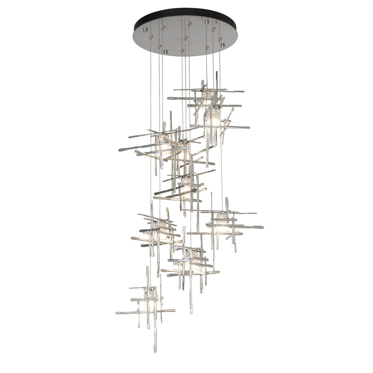 Tura 9-Light Frosted Glass Pendant 9-Light Cast Glass (YC) in Sterling