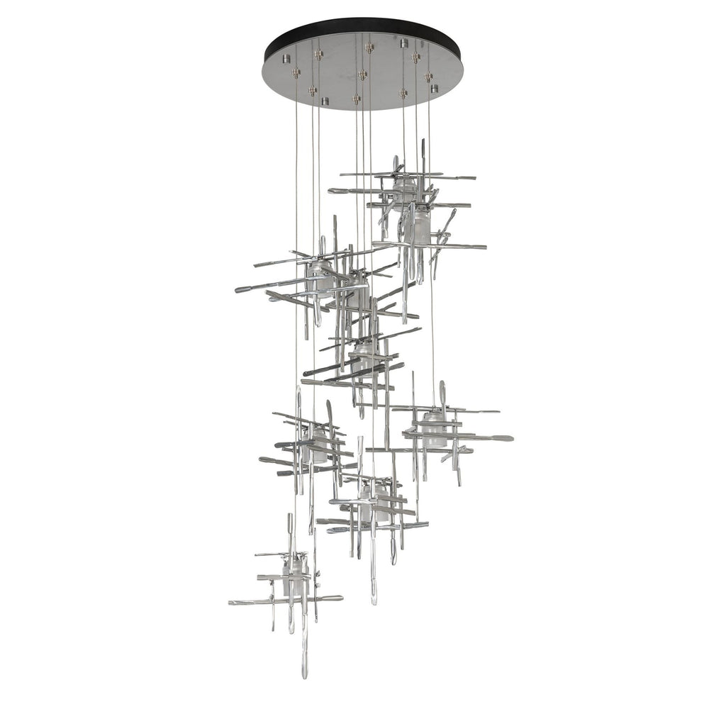 Tura 9-Light Frosted Glass Pendant 9-Light Cast Glass (YC) in Sterling