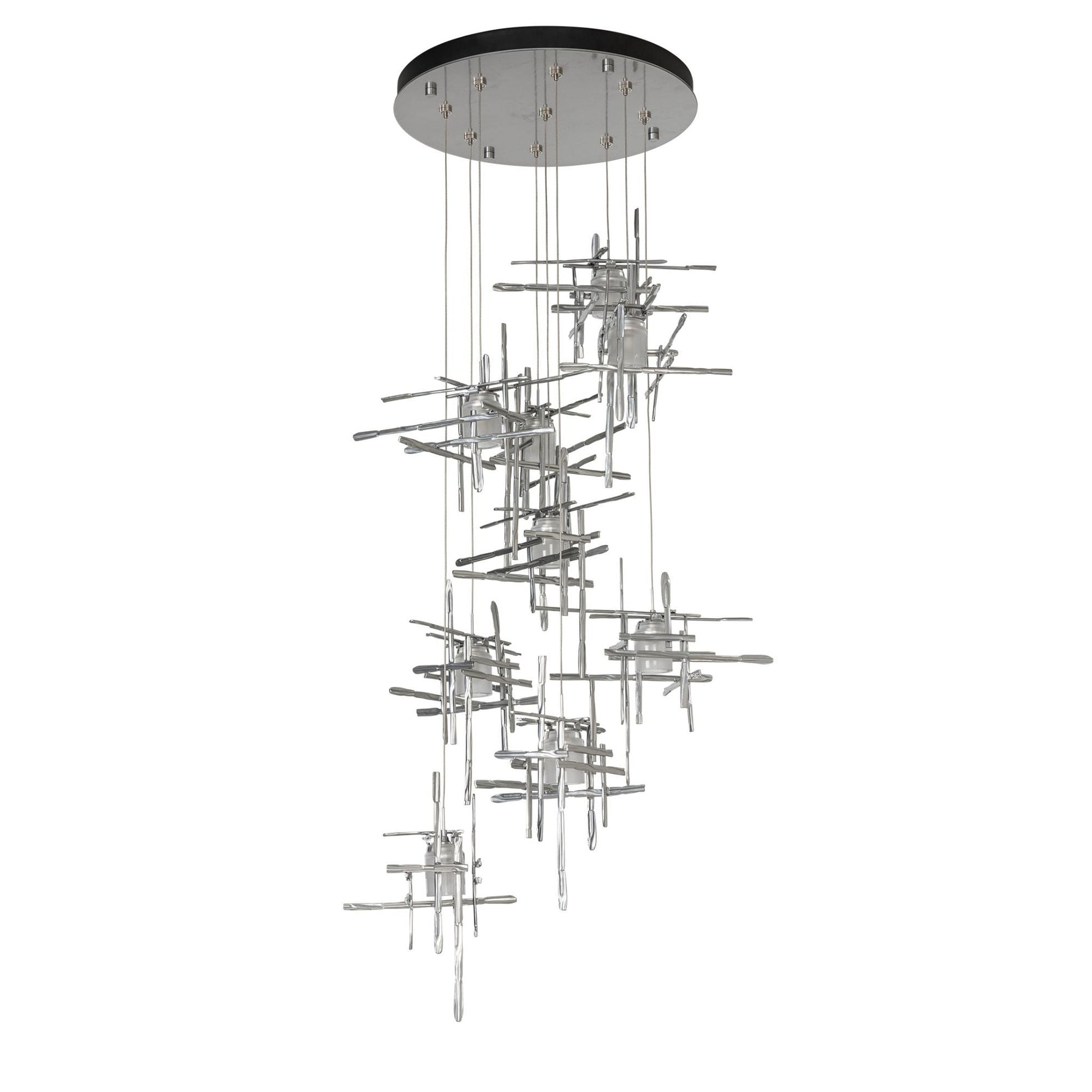 Tura 9-Light Frosted Glass Pendant 9-Light Cast Glass (YC) in Sterling