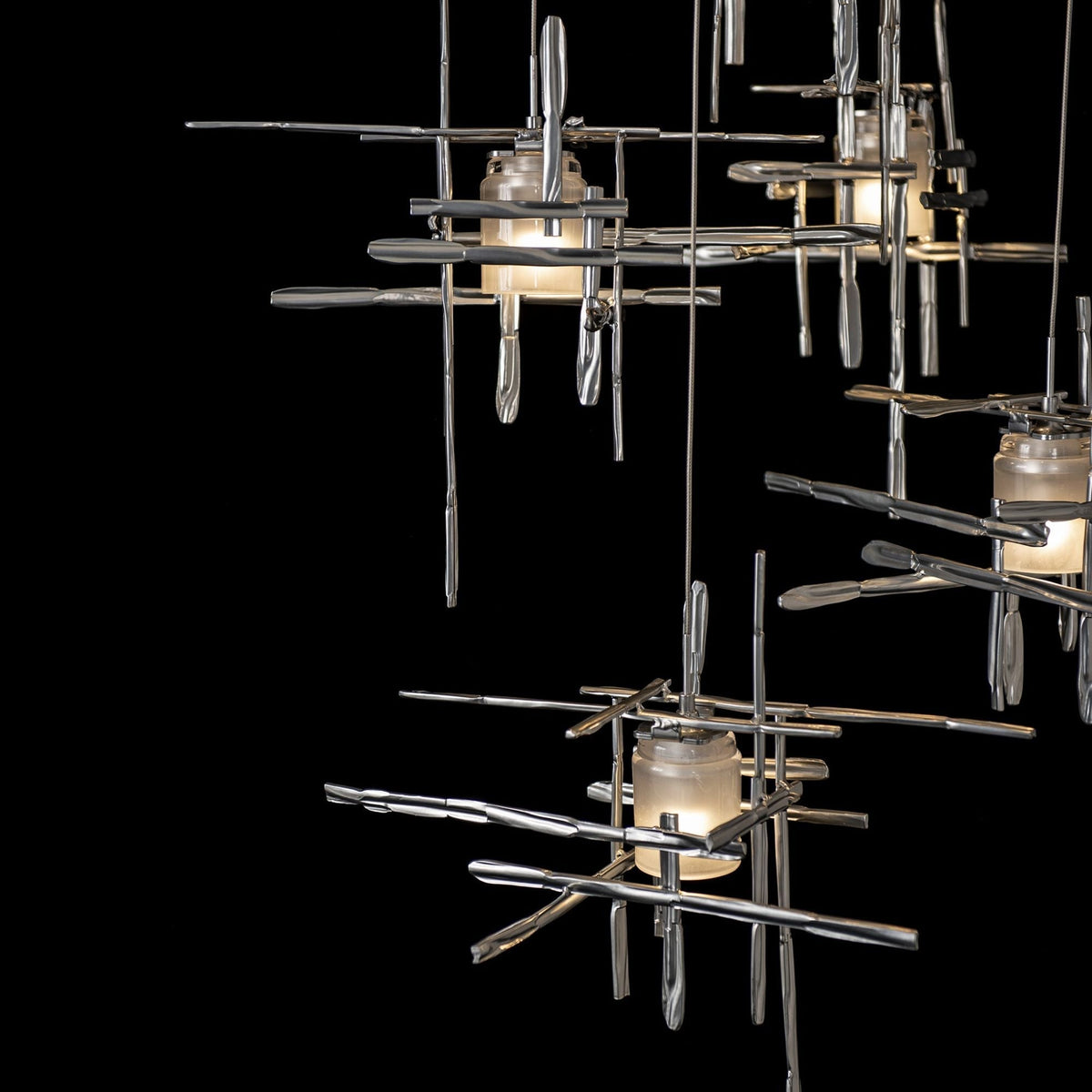 Tura 9-Light Frosted Glass Pendant 9-Light Cast Glass (YC) in Sterling