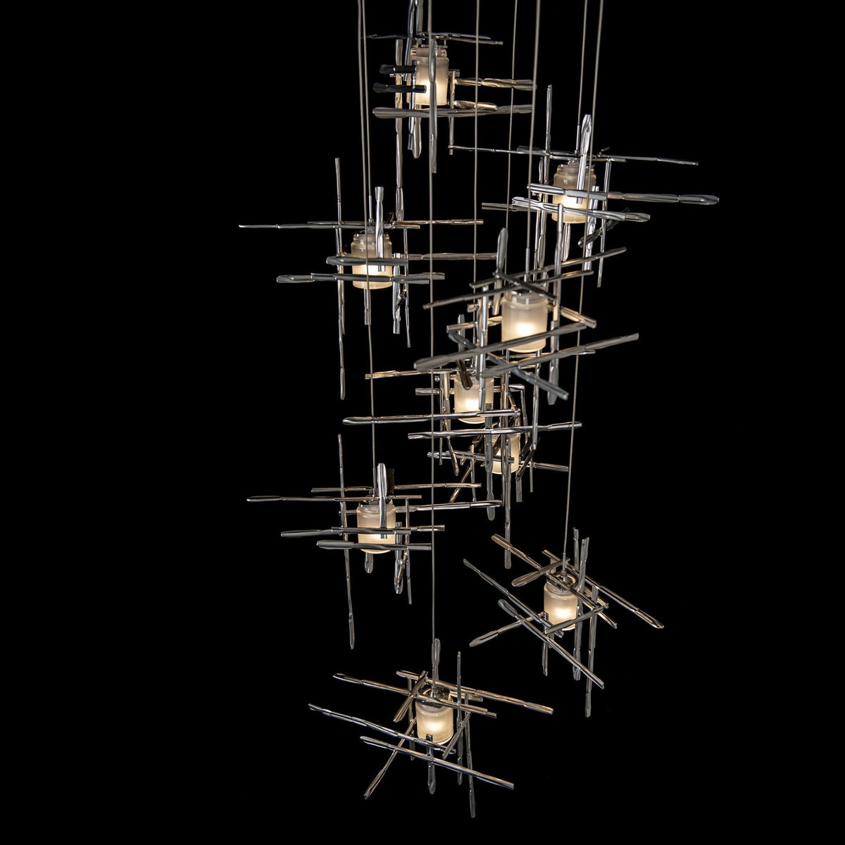Tura 9-Light Frosted Glass Pendant 9-Light Cast Glass (YC) in Sterling