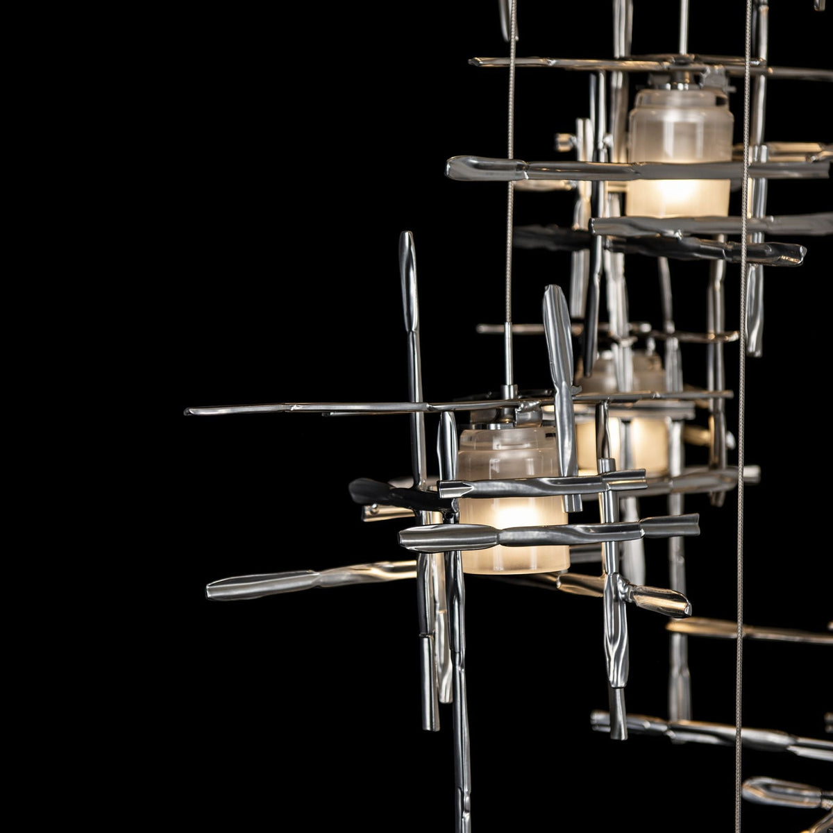 Tura 9-Light Frosted Glass Pendant 9-Light Cast Glass (YC) in Sterling