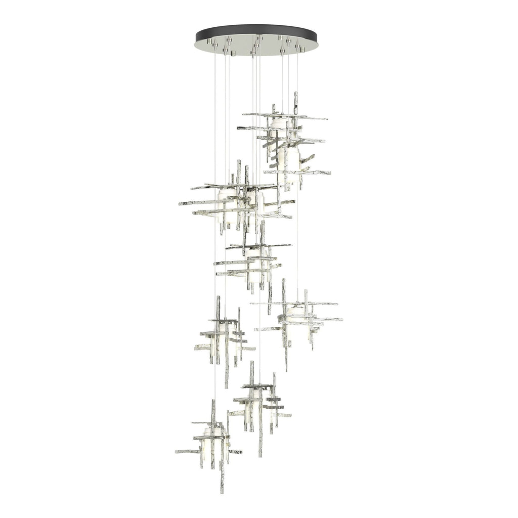 Tura 9-Light Frosted Glass Pendant 9-Light Cast Glass (YC) in Sterling