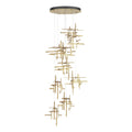 Tura 9-Light Frosted Glass Pendant 9-Light Cast Glass (YC) in Modern Brass