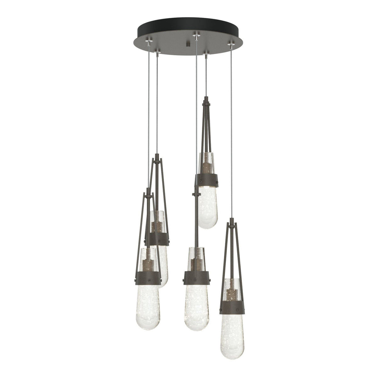 Link 5-Light Blown Glass Pendant 5-Light Clear Bubble Glass (YG) in Dark Smoke