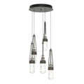 Link 5-Light Blown Glass Pendant 5-Light Clear Glass with White Threading (YJ) in Dark Smoke