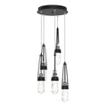 Link 5-Light Blown Glass Pendant 5-Light Clear Glass with White Threading (YJ) in Black