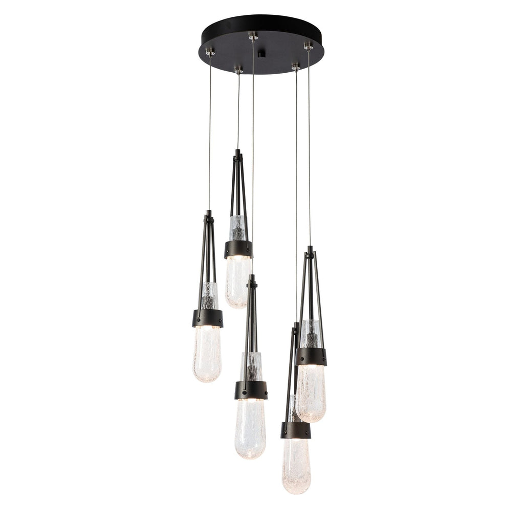 Link 5-Light Blown Glass Pendant 5-Light Clear Bubble Glass (YG) in Oil Rubbed Bronze