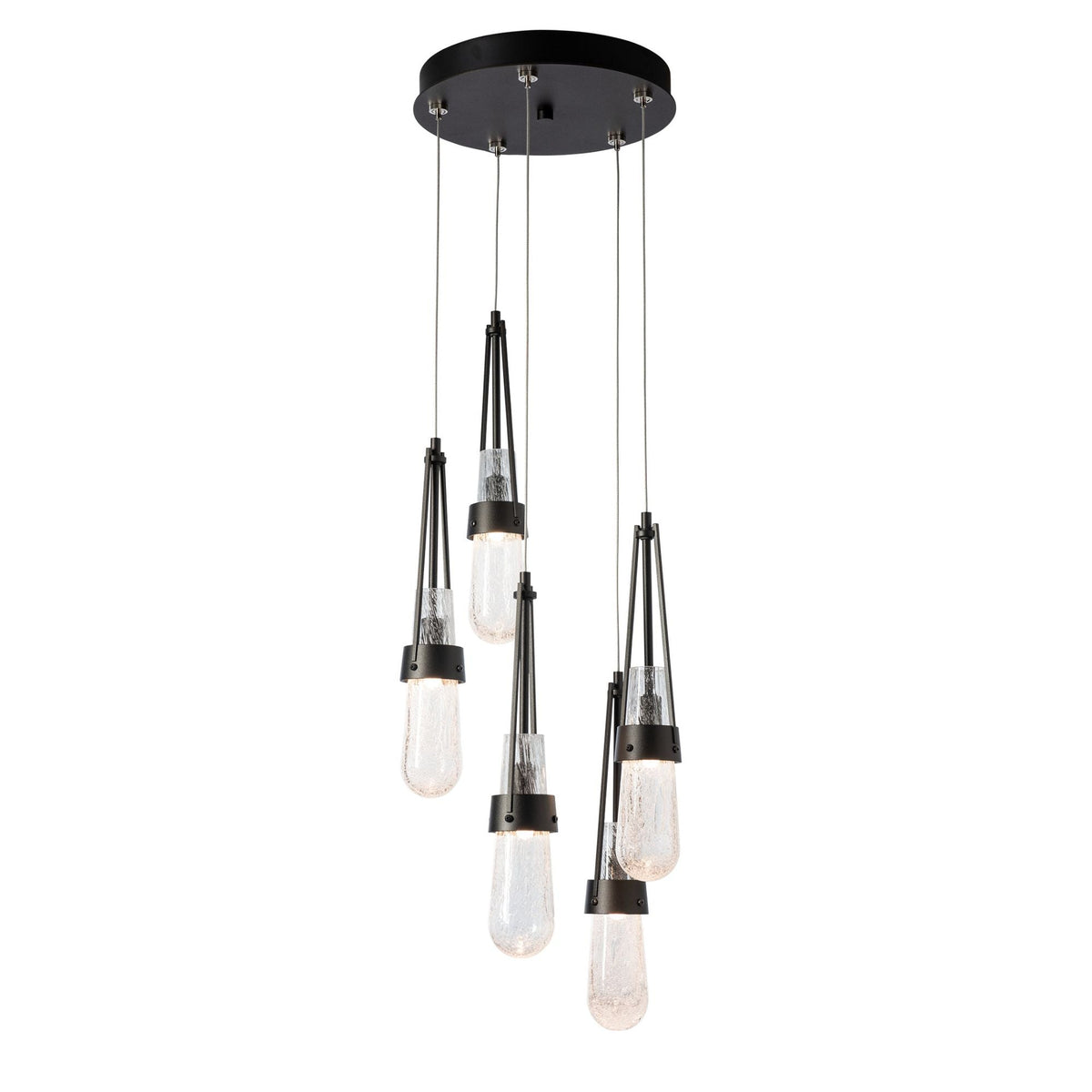 Link 5-Light Blown Glass Pendant 5-Light Clear Bubble Glass (YG) in Oil Rubbed Bronze
