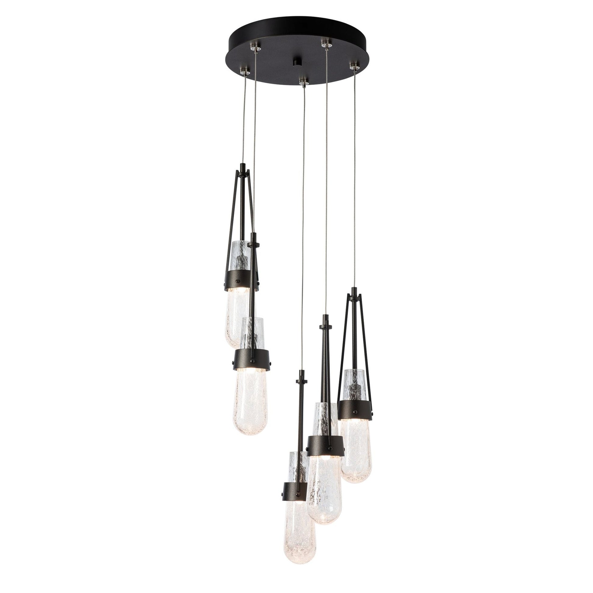 Link 5-Light Blown Glass Pendant 5-Light Clear Bubble Glass (YG) in Oil Rubbed Bronze