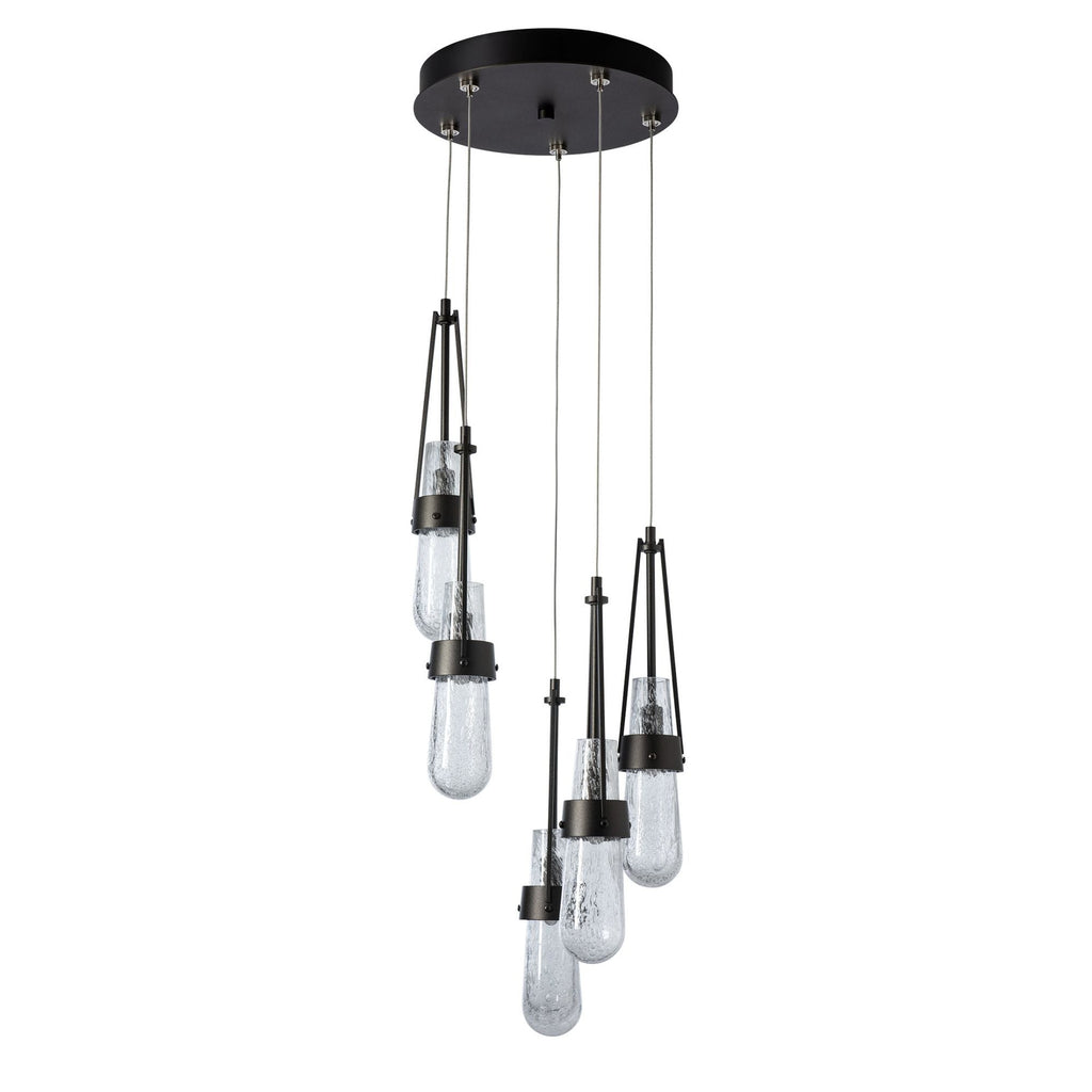 Link 5-Light Blown Glass Pendant 5-Light Clear Bubble Glass (YG) in Oil Rubbed Bronze