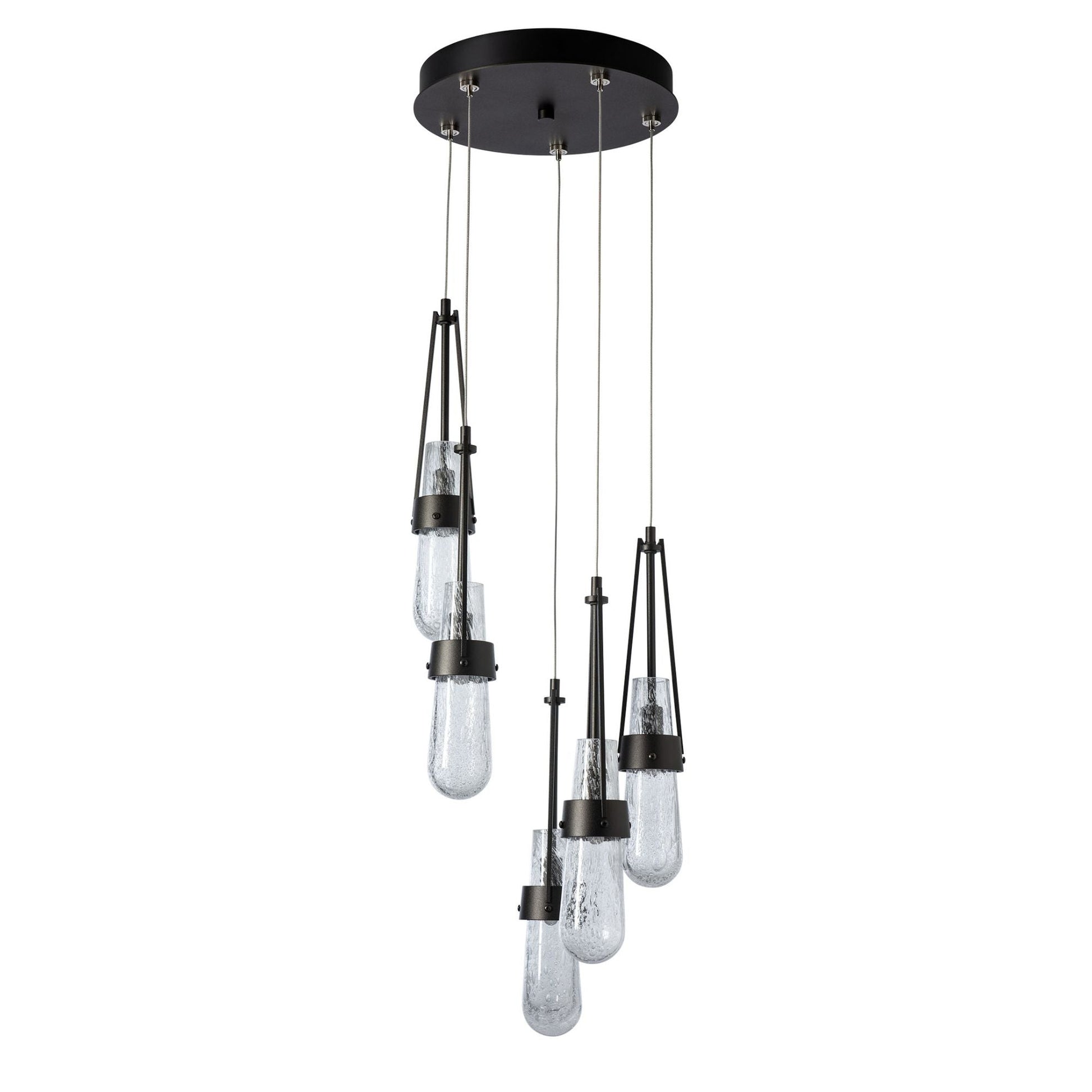 Link 5-Light Blown Glass Pendant 5-Light Clear Bubble Glass (YG) in Oil Rubbed Bronze
