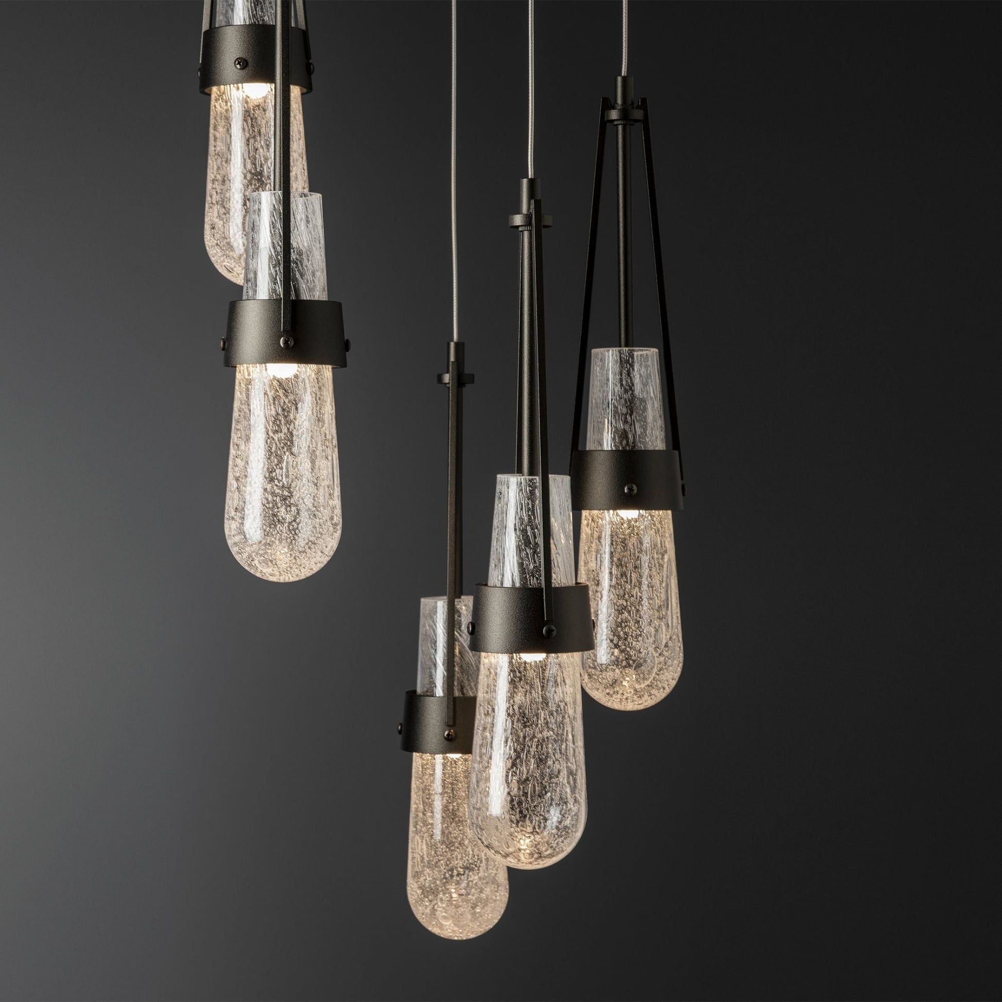 Link 5-Light Blown Glass Pendant 5-Light Clear Bubble Glass (YG) in Oil Rubbed Bronze