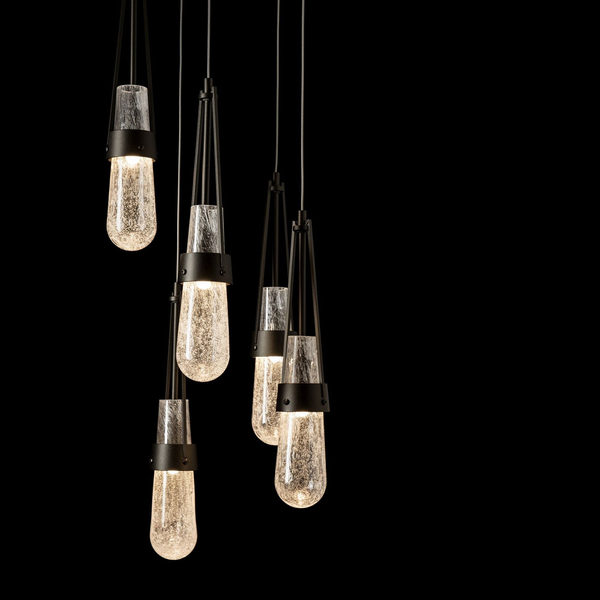 Link 5-Light Blown Glass Pendant 5-Light Clear Bubble Glass (YG) in Oil Rubbed Bronze