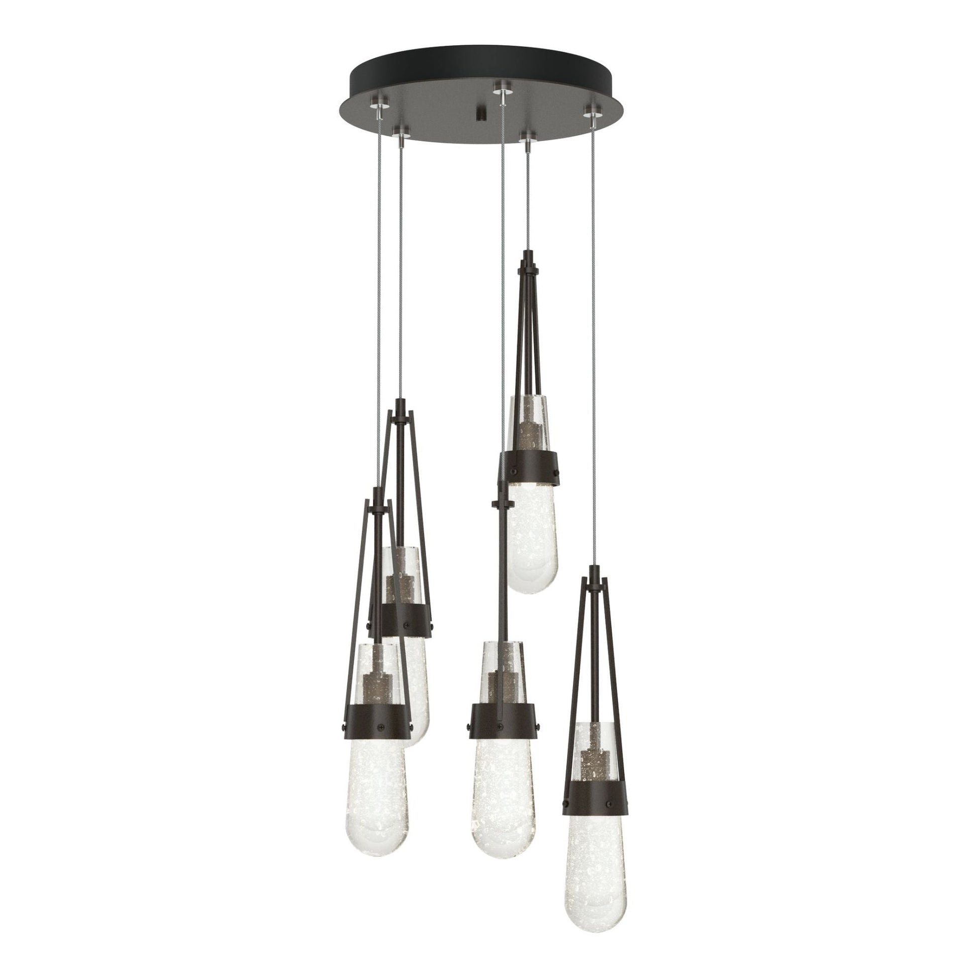Link 5-Light Blown Glass Pendant 5-Light Clear Bubble Glass (YG) in Oil Rubbed Bronze