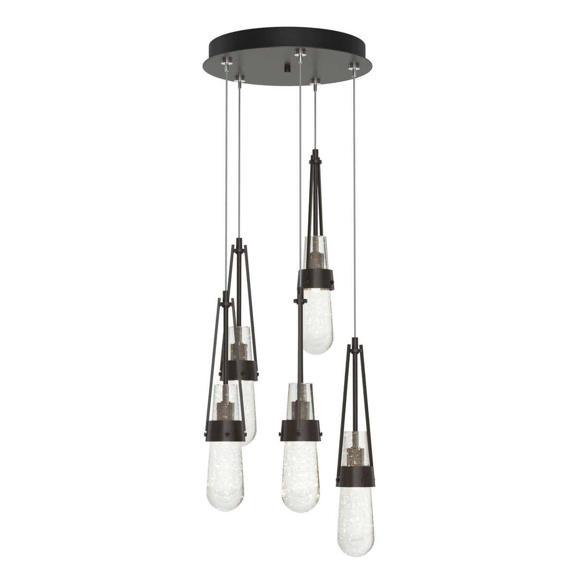 Link 5-Light Blown Glass Pendant 5-Light Clear Bubble Glass (YG) in Oil Rubbed Bronze