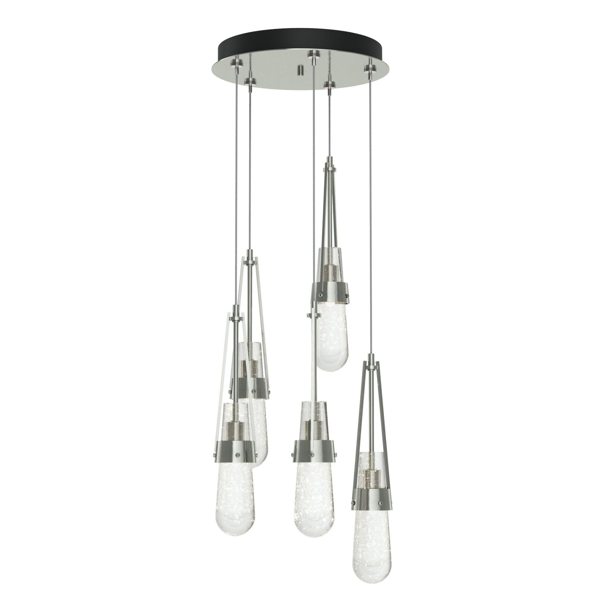 Link 5-Light Blown Glass Pendant 5-Light Clear Bubble Glass (YG) in Sterling