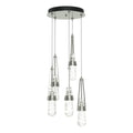 Link 5-Light Blown Glass Pendant 5-Light Clear Glass with White Threading (YJ) in Sterling