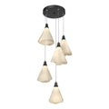 Mobius 5-Light Pendant 5-Light Spun Frost (SH) in Black