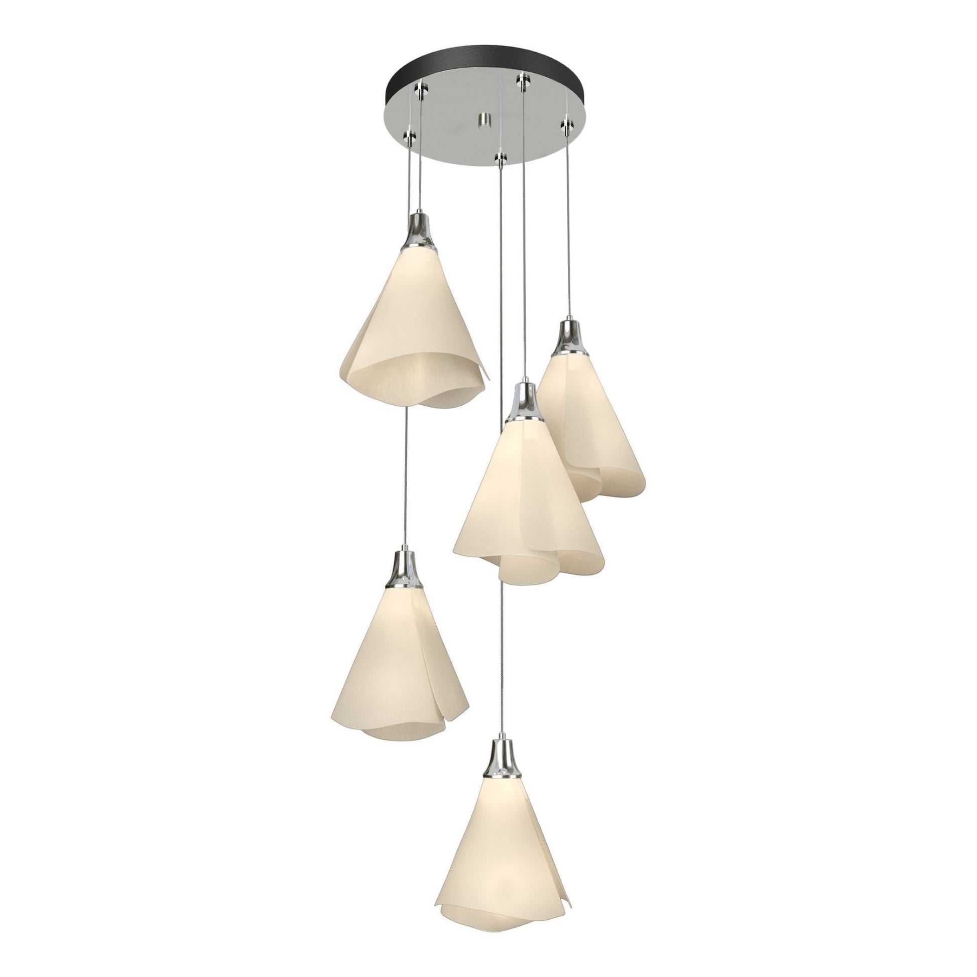 Mobius 5-Light Pendant 5-Light Spun Frost (SH) in Sterling