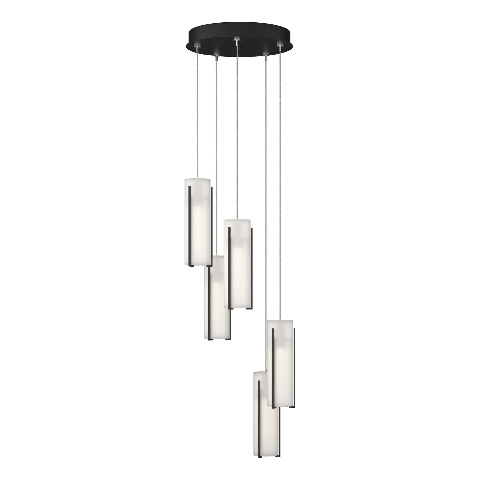 Exos Glass 5-Light Pendant 5-Light Opal Glass (GG) in Black