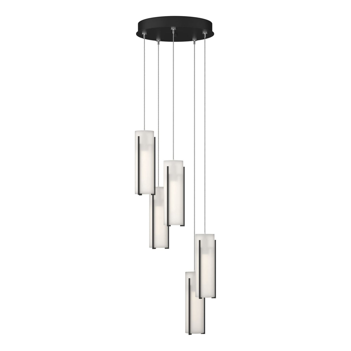 Exos Glass 5-Light Pendant 5-Light Opal Glass (GG) in Black