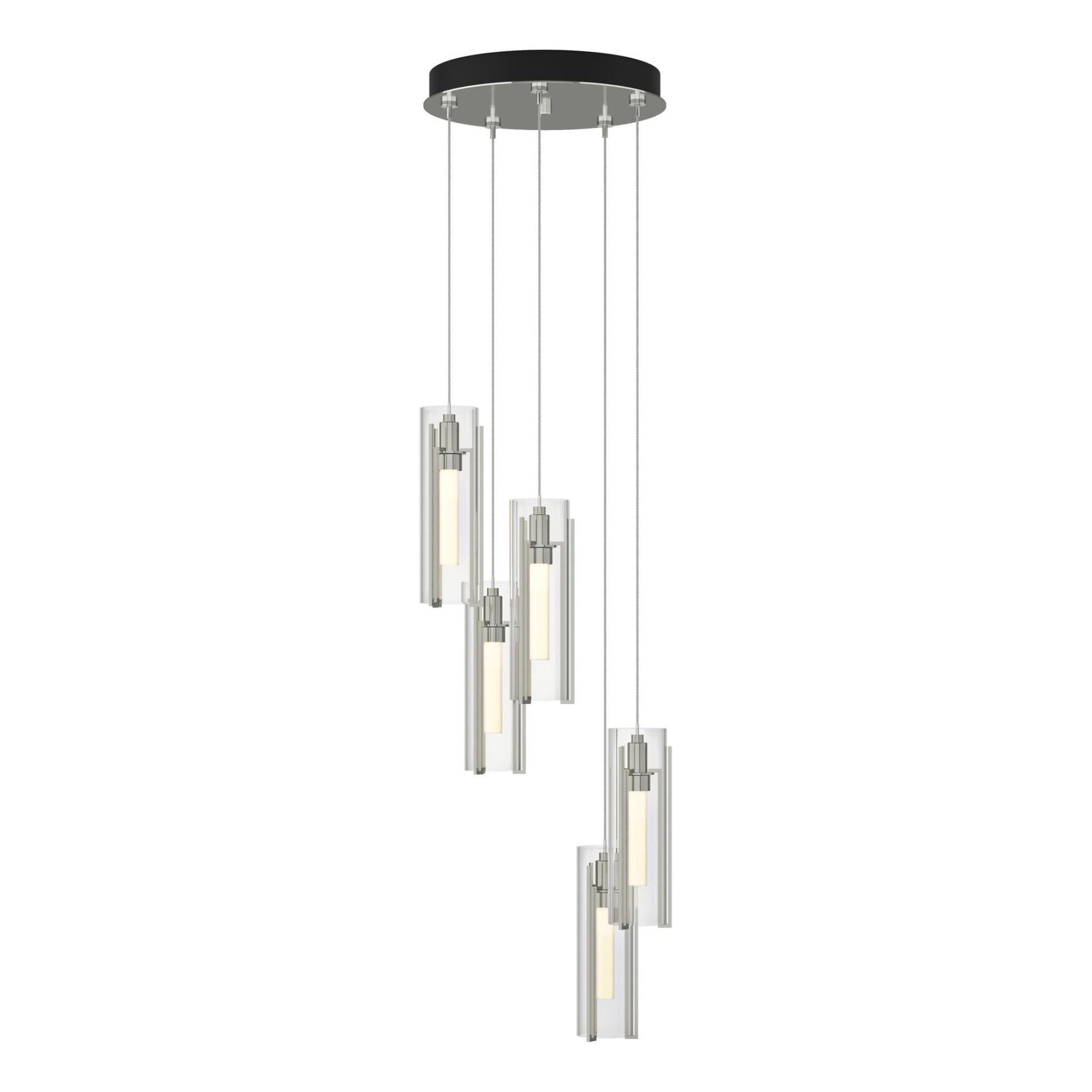 Exos Glass 5-Light Pendant 5-Light Clear Glass (ZM) in Sterling