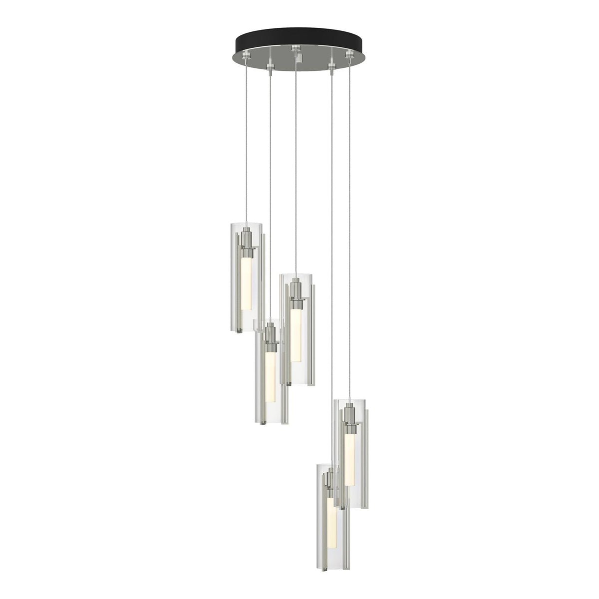 Exos Glass 5-Light Pendant 5-Light Clear Glass (ZM) in Sterling