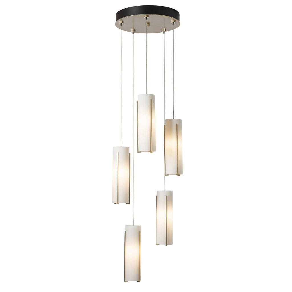 Exos Glass 5-Light Pendant 5-Light Opal Glass (GG) in Modern Brass