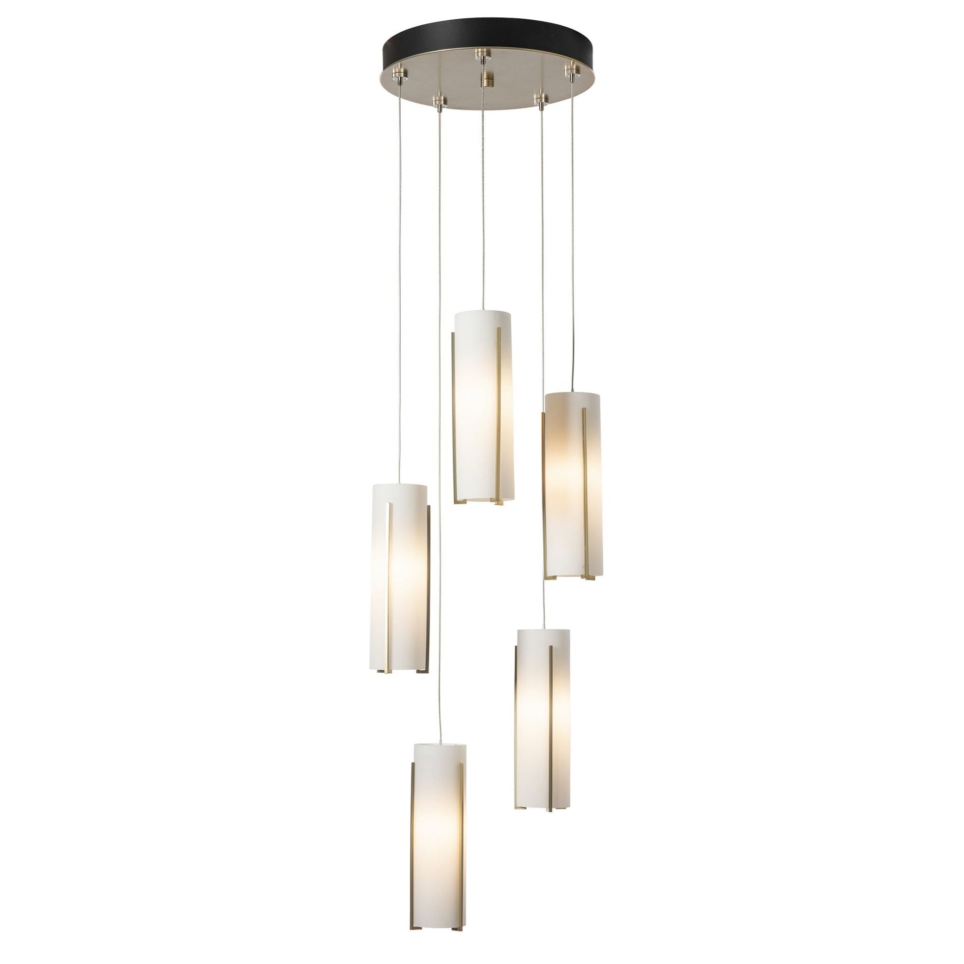 Exos Glass 5-Light Pendant 5-Light Opal Glass (GG) in Modern Brass