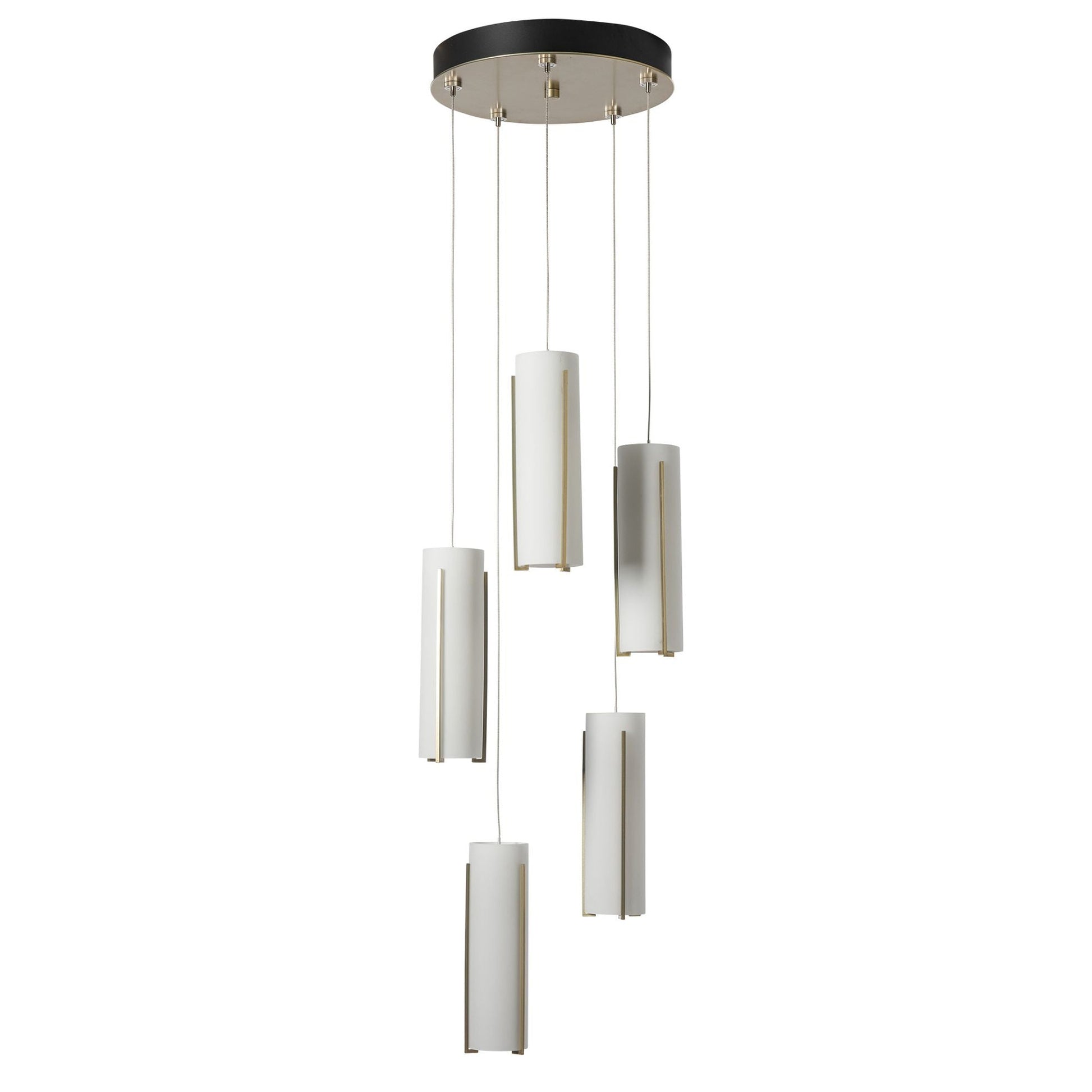 Exos Glass 5-Light Pendant 5-Light Opal Glass (GG) in Modern Brass