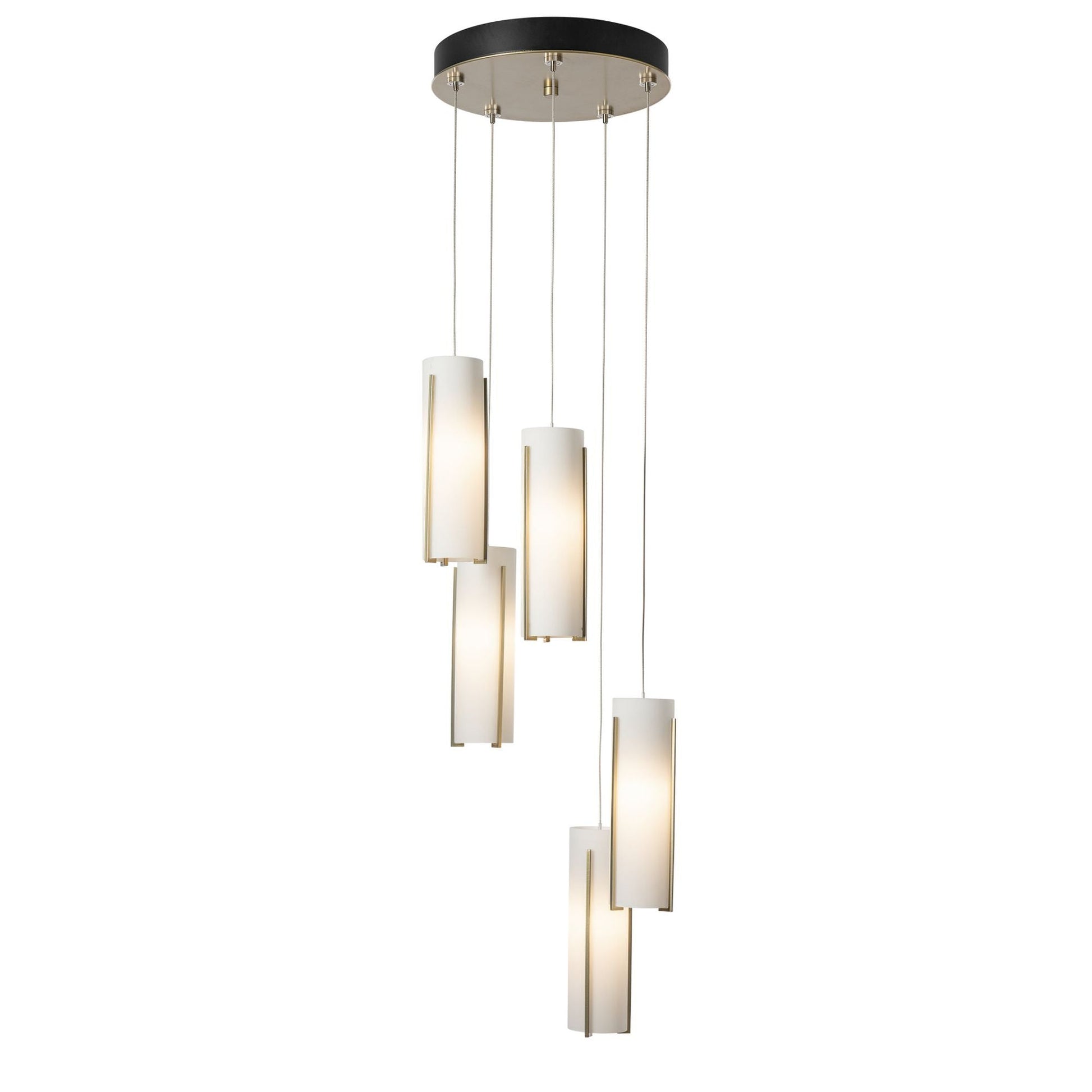 Exos Glass 5-Light Pendant 5-Light Opal Glass (GG) in Modern Brass