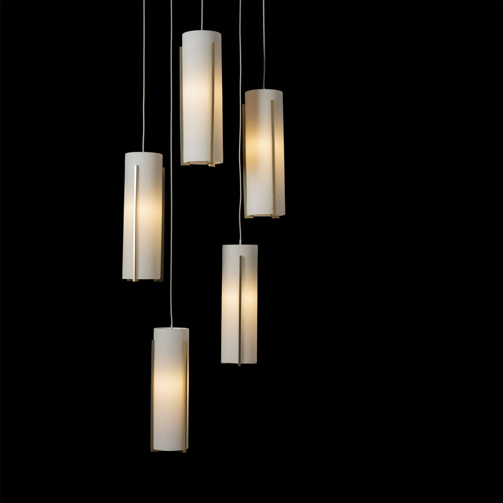 Exos Glass 5-Light Pendant 5-Light Opal Glass (GG) in Modern Brass