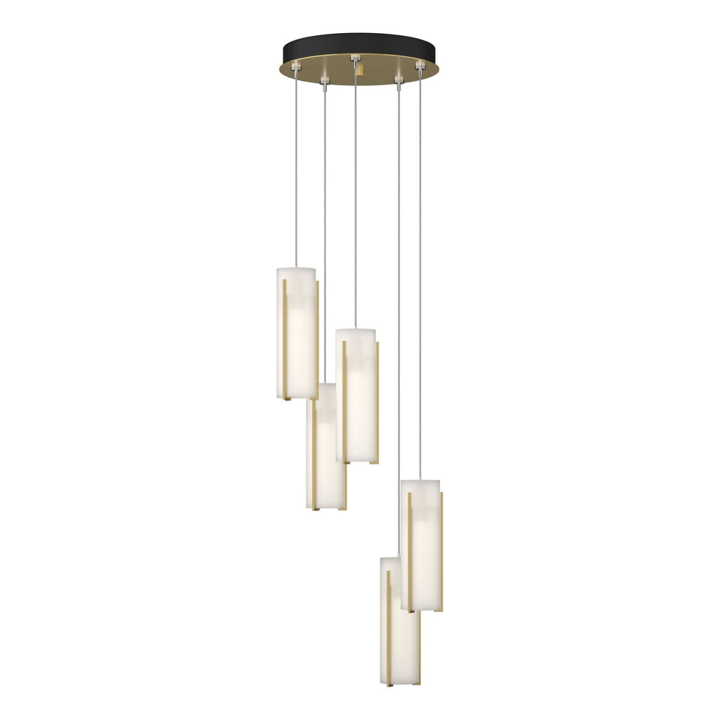 Exos Glass 5-Light Pendant 5-Light Opal Glass (GG) in Modern Brass