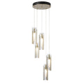 Exos Glass 5-Light Pendant 5-Light Clear Glass (ZM) in Modern Brass