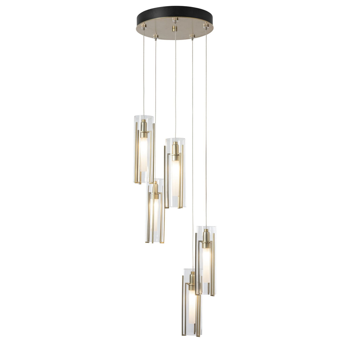 Exos Glass 5-Light Pendant 5-Light Clear Glass (ZM) in Modern Brass