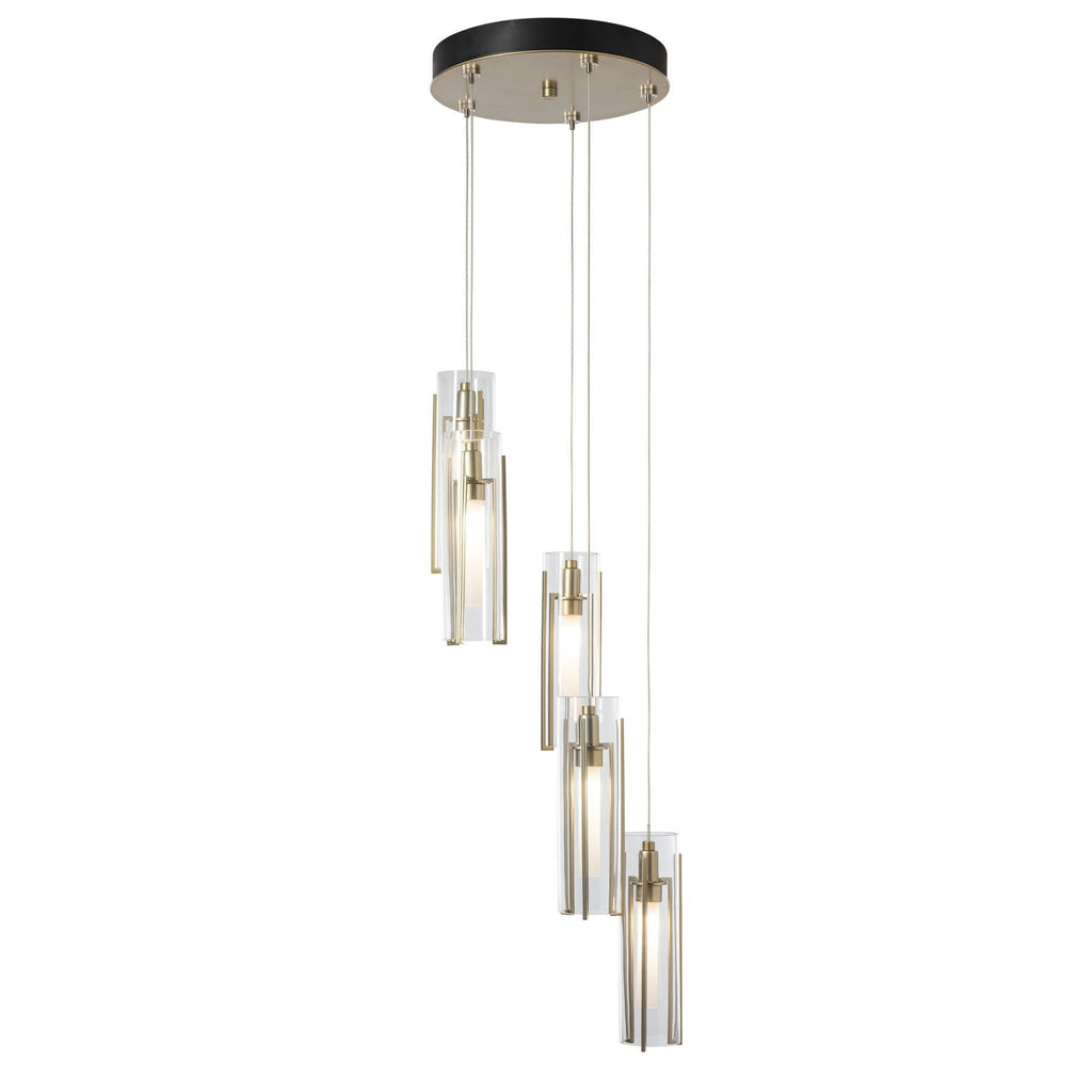 Exos Glass 5-Light Pendant 5-Light Clear Glass (ZM) in Modern Brass