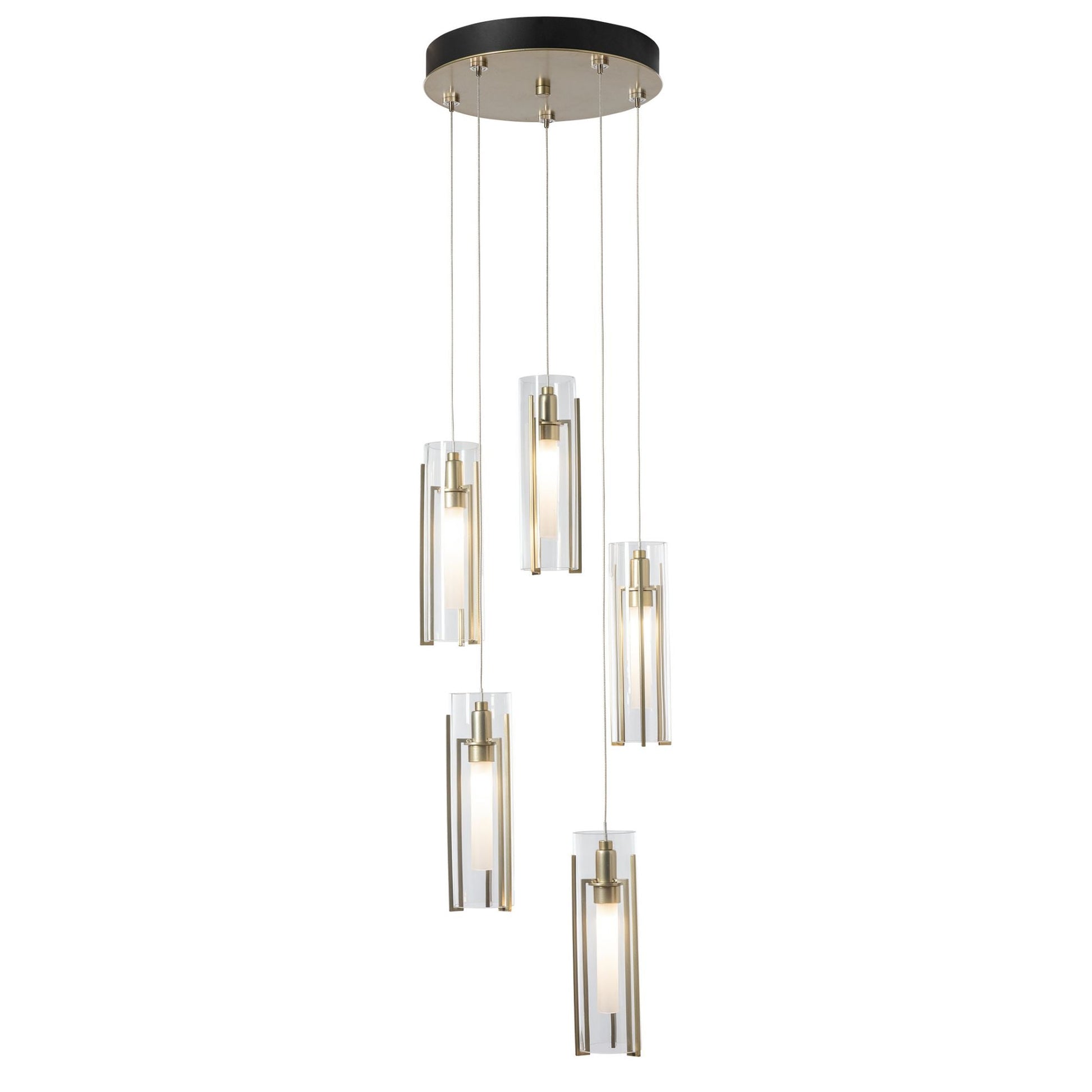 Exos Glass 5-Light Pendant 5-Light Clear Glass (ZM) in Modern Brass