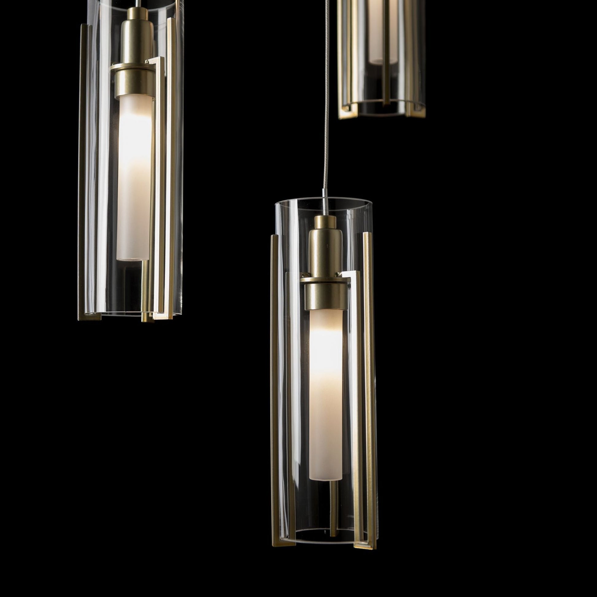 Exos Glass 5-Light Pendant 5-Light Clear Glass (ZM) in Modern Brass