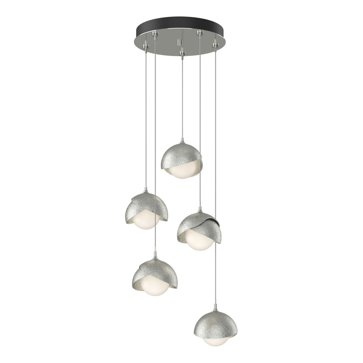 Brooklyn 5-Light Double Shade Pendant 5-Light Sterling Accent Opal Glass (GG) in Sterling