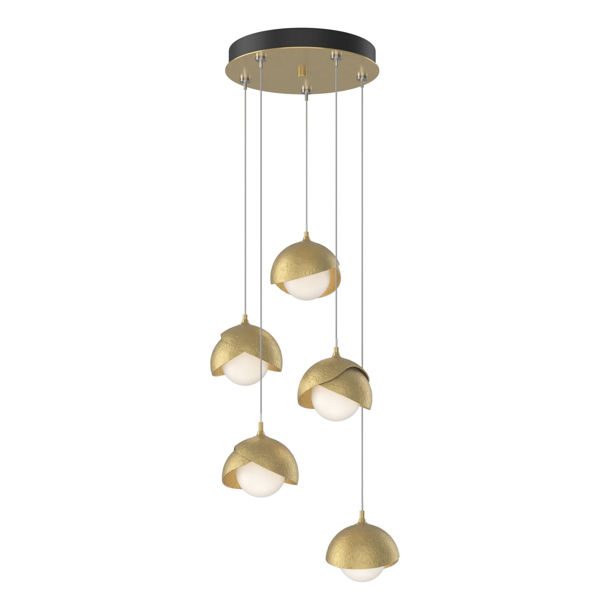 Brooklyn 5-Light Double Shade Pendant 5-Light Modern Brass Accent Opal Glass (GG) in Modern Brass
