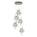 Tura 5-Light Seeded Glass Pendant 5-Light Seeded Clear Glass (II) in Sterling