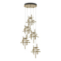 Tura 5-Light Seeded Glass Pendant 5-Light Seeded Clear Glass (II) in Modern Brass