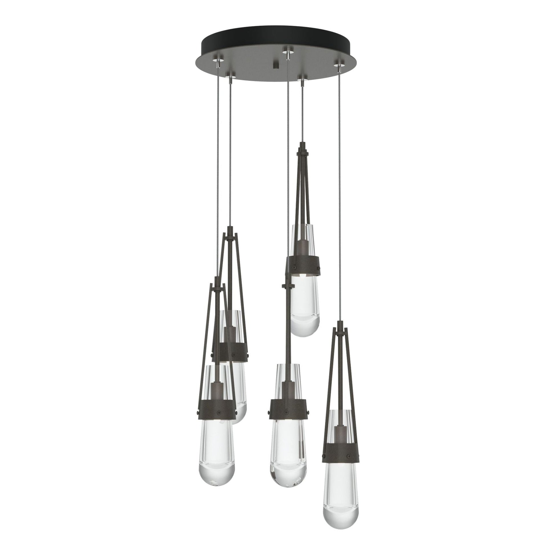 Link 5-Light Clear Glass Pendant 5-Light Clear Glass (ZM) in Dark Smoke
