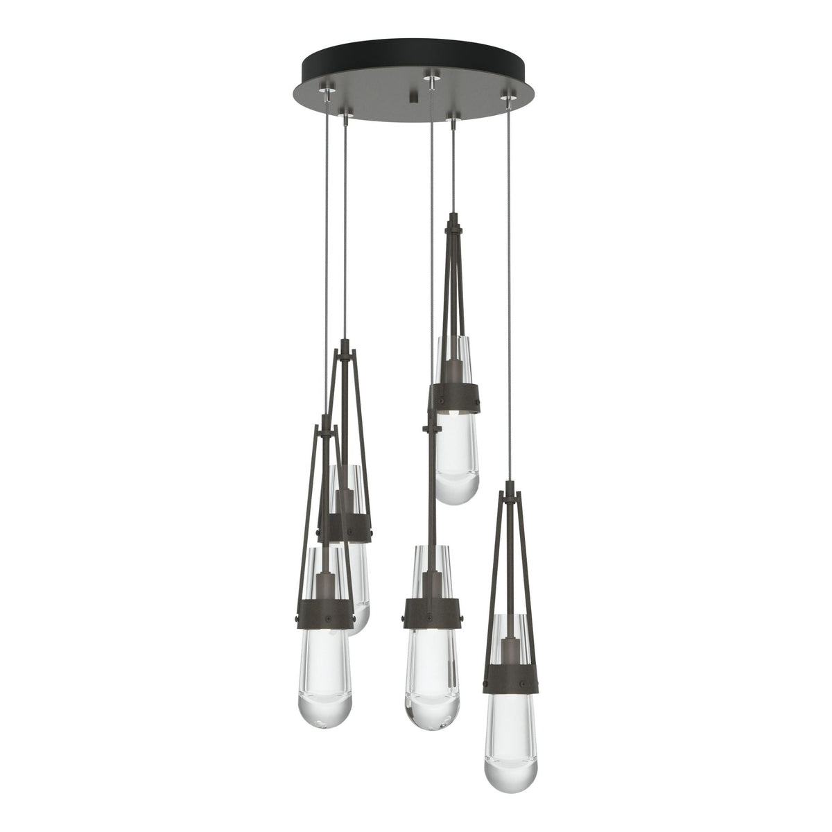 Link 5-Light Clear Glass Pendant 5-Light Clear Glass (ZM) in Dark Smoke